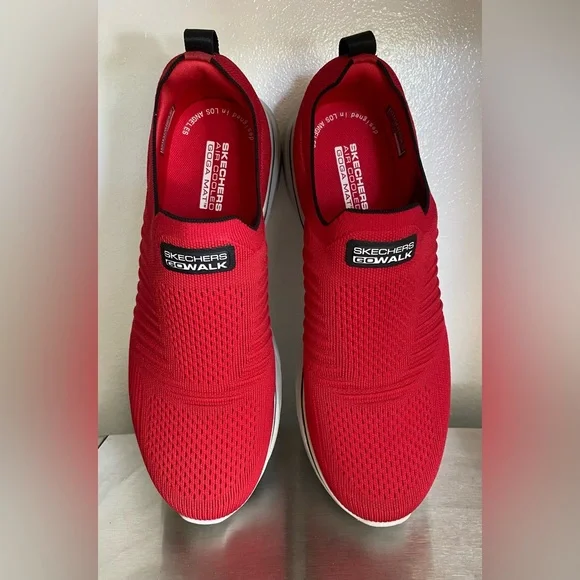 NWT-SKECHERS..MENS RED GO WALK HYPER PILLAR SNEAKERS - Picture 16 of 16